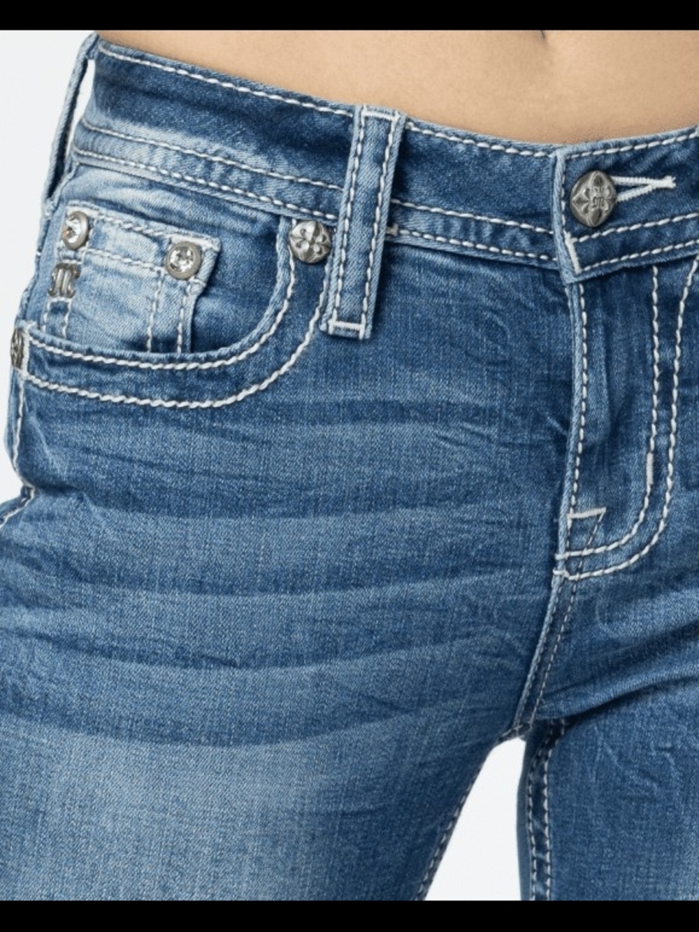 Miss Me Blue Bootcut Jeans with Embroidered Back Pockets Size 26 - Picture 4 of 16